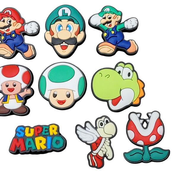 Super Mario Bros Shoe Charms Lot of 13 Luigi Princess Peach Yoshi Bowser Toad - Picture 3 of 3
